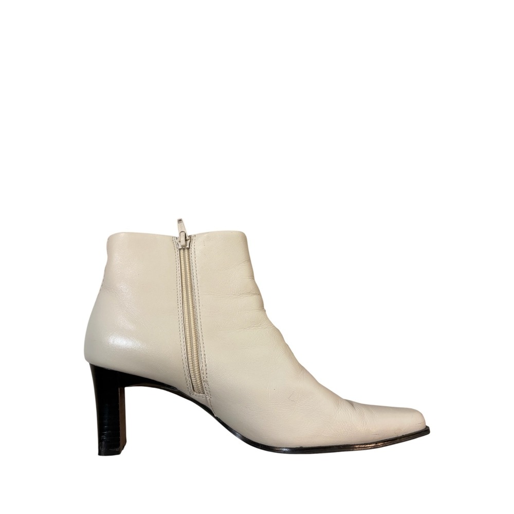 90s White Leather Ankle Boots Women's 7.5 Retro‎ Western Cowgirl  Casual Moto